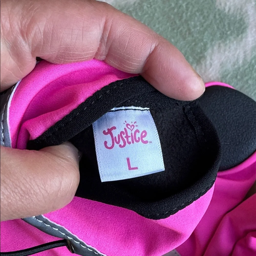 NWOT Justice Neon Pink reflective silver stripe dog Booties size L - Picture 5 of 6